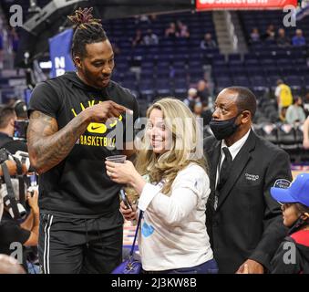 Kalifornien, 8.. April 2022: Einige Off-Beat-Bilder, die während eines Spiels zwischen Golden State Warriors und Los Angeles Lakers im Chase Center aufgenommen wurden: Seshadri SUKUMAR Stockfoto