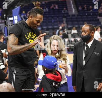 Kalifornien, 8.. April 2022: Einige Off-Beat-Bilder, die während eines Spiels zwischen Golden State Warriors und Los Angeles Lakers im Chase Center aufgenommen wurden: Seshadri SUKUMAR Stockfoto