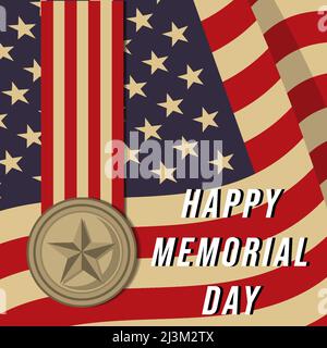memorial Day Illustration mit amerikanischer Flagge Hintergrund Stock Vektor