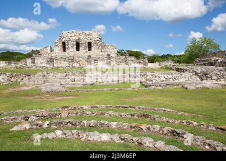 Tempel der gemalten Nischen, Maya-Ruinen, Mayapan Archäologische Zone; Mayapan, Yucatan Staat, Mexiko Stockfoto