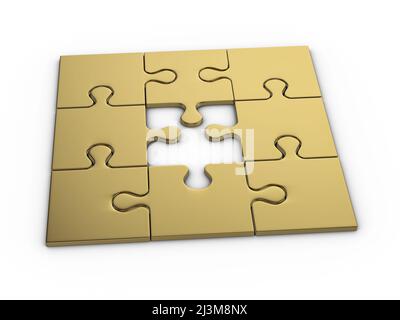 Puzzleteile auf weißem Hintergrund. 3d-Illustration. Stockfoto