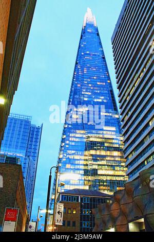 Abendansicht des Shard von der Great Maze Pond Street London, Großbritannien. Bild aufgenommen am 7. 2021. August Stockfoto