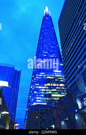 Abendansicht des Shard von der Great Maze Pond Street London, Großbritannien. Bild aufgenommen am 7. 2021. August Stockfoto