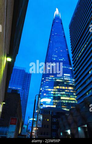 Abendansicht des Shard von der Great Maze Pond Street London, Großbritannien. Bild aufgenommen am 7. 2021. August Stockfoto