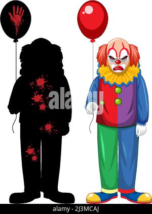 Set von gruseligen Clown auf weißem Hintergrund Illustration Stock Vektor