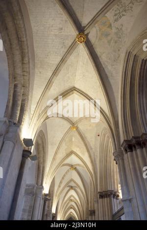 Die Chichester Kathedrale, die formell als Domkirche der Heiligen Dreifaltigkeit bekannt ist, ist der Sitz des anglikanischen Bischofs von Chichester. Stockfoto