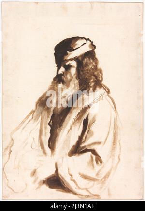 Eine Bartfigur mit Turban- und Pelzmantel, halbe Länge, nach rechts gedreht, um 1670. Stockfoto