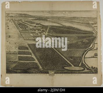 Cashiobury, Platte 28 von Britannia Illustrata, veröffentlicht 1707. Stockfoto