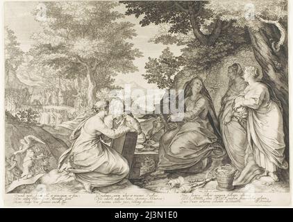 Platte 1, von fünf Weisen und fünf törichten Jungfrauen, 1606. Stockfoto