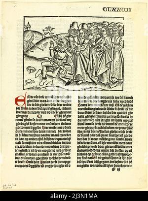 Christus, nach seiner Verklärung, exorcises the Devil from the Lunatic, from Leven Christi (Life of Christ), Tafel 44 aus Holzschnitten aus Büchern des 15.. Jahrhunderts, 1495, Mappe zusammengestellt 1929. Stockfoto