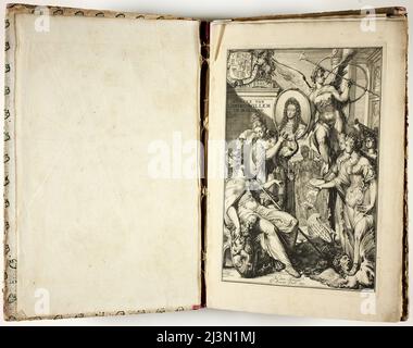 Eintrag seiner Majestät Wilhelm III., König von Großbritannien, etc., in Holland; oder detaillierte Beschreibungen von allem, was mit seiner Ankunft und Aufenthalt in Den Haag und anderswo, als Ehrendekorationen wurden überall errichtet Zusammenhang (Komste van Zyne Majestead Willem III, Koning van Groot Britanje, enz. In Holland; Ofte Omstandelyke Schrijving van alles, Het Welke op des zelfs Kommentare en Geduurende Zyn Verblyf, in 's-Graavenhaage en Elders, ten Teeken van vreugde en Eere, is Opgerecht en Voorgevallen), 1691. Stockfoto