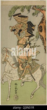 Der Schauspieler Ichikawa Danjuro V als Soga no Goro Tokimune im Theaterstück Sakai-Cho Soga Nendaiki, aufgeführt am Nakamura Theater im ersten Monat, 1771, Japan, c.. 1771. Stockfoto