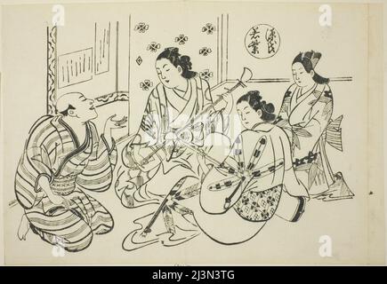 Das Waka Murasaki Kapitel aus "The Tale of Genji" (Genji Waka Murasaki), aus einer Reihe von Genji-Parodien, c. 1710. Stockfoto