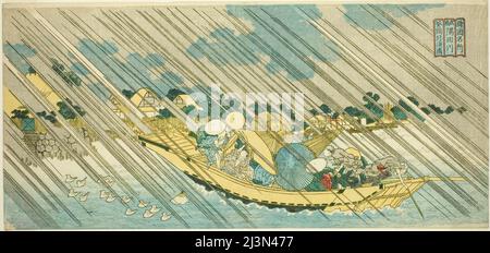 Der Sumida-Fluss in der Provinz Musashi (Musashi Sumidagawa), aus der Serie "berühmte Orte in den Provinzen (Shokoku meisho)", c. 1834/35. Stockfoto