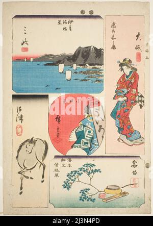 Oiso, Odawara, Hakone, Mishima und Numazu, nein 3 aus der Serie "Ausschnittbilder des Tokaido (Tokaido harimaze zue)", c. 1848/52. Stockfoto