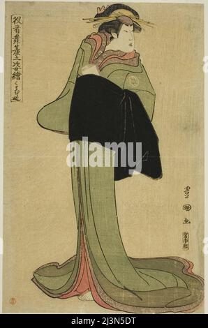 Hamamuraya: Segawa Kikunojo III als Kurtisane Koman, aus der Serie "Portraits of Schauspielers on Stage (Yakusha butai no sugata-e)", 1795. Stockfoto