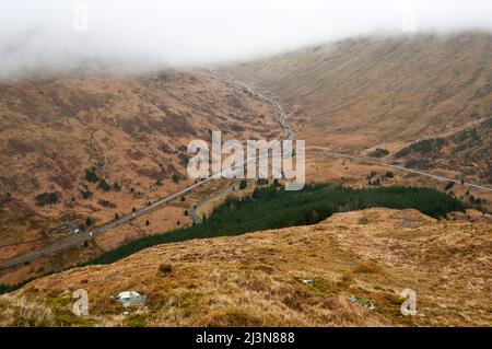 Blick vom Beinn an Lochain über Glen Kinglas, Argyll und Bute, Schottland Stockfoto