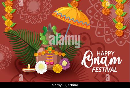 Onam Hindu Ernte Festival Poster Illustration Stock Vektor