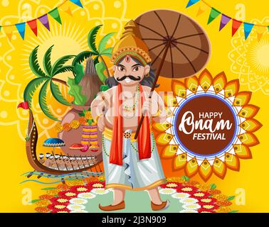 Onam Hindu Ernte Festival Poster Illustration Stock Vektor