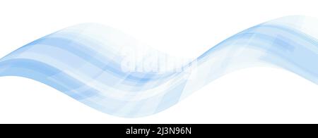 Abstrakte hellblaue Perspektive gestreifte Welle auf einer weißen. Vektorgrafik Muster Stock Vektor