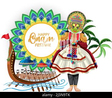 Onam Hindu Ernte Festival Poster Illustration Stock Vektor