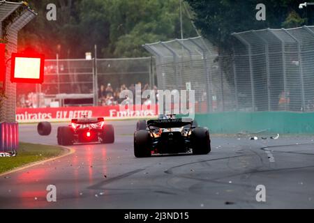 Rom, Italien. 09. April 2022. 03 RICCIARDO Daniel (aus), McLaren F1 Team MCL36, Aktion während des Formel 1 Heineken Australian Grand Prix 2022, 3. Runde der FIA Formel 1 Weltmeisterschaft 2022, auf dem Albert Park Circuit, vom 8. Bis 10. April 2022 in Melbourne, Australien - Foto DPPI Credit: DPPI Media/Alamy Live News Stockfoto