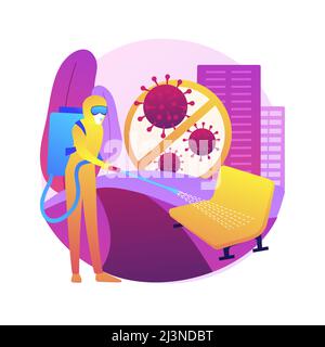 Public Place Sanitising abstrakte Konzept Vektor Illustration. Oberflächen Reinigung, chemische Desinfektionsmittel, covid19 Virus Ausbreitung, Präventionsmaßnahmen, Pub Stock Vektor