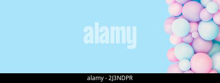 Bunte Ballons Hintergrund, druckvolle Pastell gefärbt und weichen Fokus. Rosa und Minze Ballons Foto Wand Geburtstagsdekoration. Kopierbereich. Webbanner. Mi Stockfoto