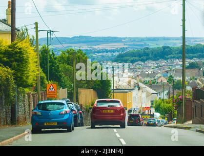 Blick auf die Marldon Road in Paignton Town, Großbritannien, Paignton ist eine Küstenstadt an der Küste von Tor Bay in Devon, England Stockfoto