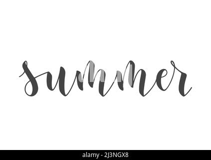 Handgeschriebener Schriftzug von Summer. Vorlage für Banner, Karte, Einladung, Party, Poster, Print- oder Web-Produkt. Objekte auf weißem Hintergrund isoliert. Stock Vektor