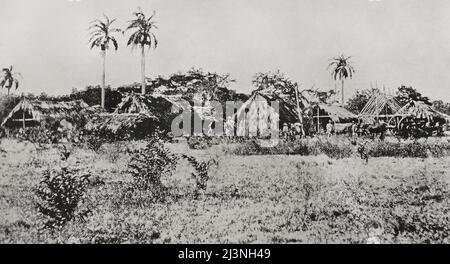 Kubanischer Unabhängigkeitskrieg (1895-1898). Insel Kuba. La Esperanza. Sitz der sogenannten kubanischen Regierung (Republik Kuba) in der Provinz Puerto Principe. Fotogravur. La Ilustración Española y Americana, 1898. Stockfoto