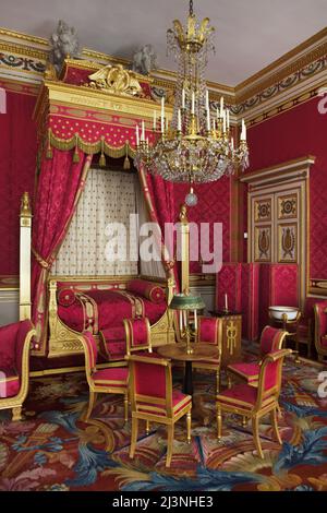 Kaiserkammer (Chambre de l'Empereur) am Château de Compiègne in Compiègne, Frankreich. Stockfoto
