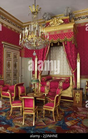Kaiserkammer (Chambre de l'Empereur) am Château de Compiègne in Compiègne, Frankreich. Stockfoto
