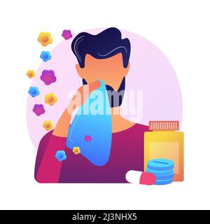 Saisonale Allergie abstrakte Konzept Vektor-Illustration. Pollenallergie Immuntherapie, allergische Krankheitsdiagnostik, saisonale Allergietest, Nasenkongen Stock Vektor