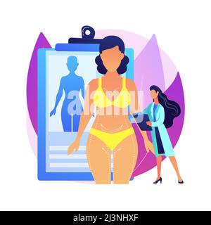 Body Contouring abstrakte Konzept Vektor-Illustration. Nicht-chirurgische Kunststoff-Körperkorrektur, Konturierung Technologie, Reduktion, ästhetische Behandlung Serv Stock Vektor