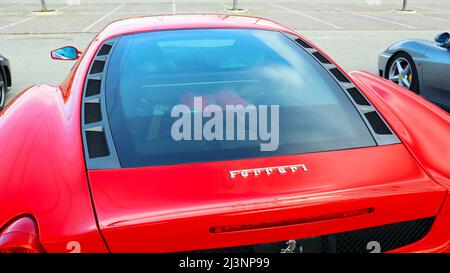 Detail von FERRARI Auto. Ferrari ist ein italienischer Luxus-Sportwagen mit Sitz in Maranello, Italien Stockfoto