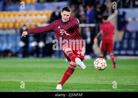 VILLARREAL, SPANIEN - APR 6: Niklas Sule im Einsatz während des UEFA Champions League-Spiels zwischen Villarreal CF und FC Bayern München im Estadio de la C Stockfoto