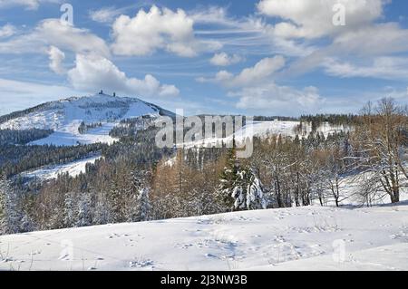 Blick auf den Großen Arber, bayerischer und Böhmischer Wald, Niederbayern, Deutschland Stockfoto