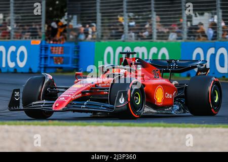 Melbourne, Victoria, Australien. 9. April 2022. MELBOURNE, AUSTRALIEN - 9. APRIL: Charles Leclerc aus Monaco fährt beim Qualifying zum Grand Prix von Australien 2022 den Ferrari mit der Nummer 16 F1-75 (Bildquelle: © Chris Putnam/ZUMA Press Wire) Bildquelle: ZUMA Press, Inc./Alamy Live News Stockfoto