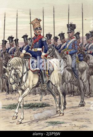 3E Régiment des éclaireurs de la Garde Impériale, amtierender Mitarbeiter, 1814 Stockfoto