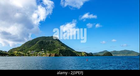 Die Inseln Terre-de-Haut und Terre-de-Bas, Iles des Saintes, Les Saintes, Guadeloupe, die Kleinen Antillen, Karibik. Stockfoto