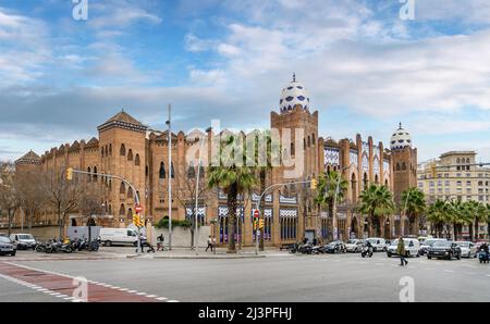 Plaza de Toros Monumental de Barcelona, Spanien. Es war die letzte Stierkampfarena in Katalonien. Jetzt ist eine Konzerthalle und ein Museum Stockfoto