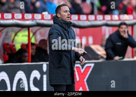 UTRECHT, NIEDERLANDE - 9. APRIL: Cheftrainer Sjors Ultee von Fortuna Sittard während des niederländischen Eredivisie-Spiels zwischen dem FC Utrecht und Fortuna Sittard am 9. April 2022 im Stadion Galgenwaard in Utrecht, Niederlande (Foto: Peter Lous/Orange Picts) Stockfoto