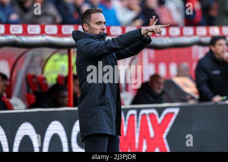 UTRECHT, NIEDERLANDE - 9. APRIL: Cheftrainer Sjors Ultee von Fortuna Sittard während des niederländischen Eredivisie-Spiels zwischen dem FC Utrecht und Fortuna Sittard am 9. April 2022 im Stadion Galgenwaard in Utrecht, Niederlande (Foto: Peter Lous/Orange Picts) Stockfoto