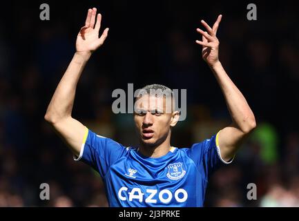 Liverpool, England, 9.. April 2022. Richarlison von Everton während des Spiels der Premier League im Goodison Park, Liverpool. Bildnachweis sollte lauten: Darren Staples / Sportimage Stockfoto