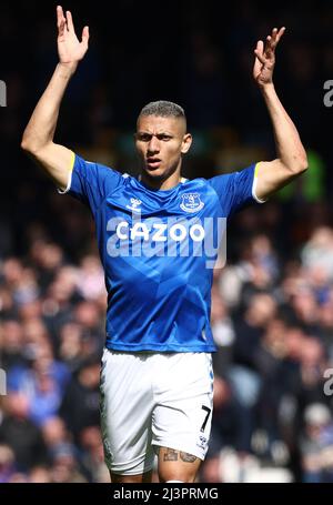 Liverpool, England, 9.. April 2022. Richarlison von Everton während des Spiels der Premier League im Goodison Park, Liverpool. Bildnachweis sollte lauten: Darren Staples / Sportimage Stockfoto