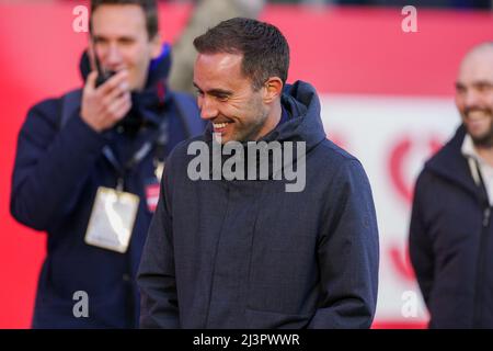 UTRECHT, NIEDERLANDE - 9. APRIL: Trainer Sjors Ultee von Fortuna Sittard während des niederländischen Eredivisie-Spiels zwischen FC Utrecht und Fortuna Sittard am 9. April 2022 im Stadion Galgenwaard in Utrecht, Niederlande (Foto: Joris Verwijst/Orange Picts) Stockfoto