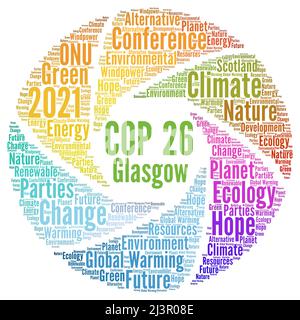 COP 26 in Glasgow, Schottland Wort Wolke Stockfoto