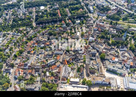 Luftbild, Stadtzentrum mit Alter Markt und evang. Pauluskirche in Kamen, Ruhrgebiet, Nordrhein-Westfalen, Deutschland Stockfoto