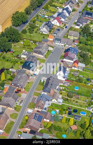 Luftaufnahme, Sackgasse, Margarethenweg Wohnsiedlung im Methler Kreis Kamen, Ruhrgebiet, Nordrhein-Westfalen, Deutschland, DE, Europa, Prope Stockfoto